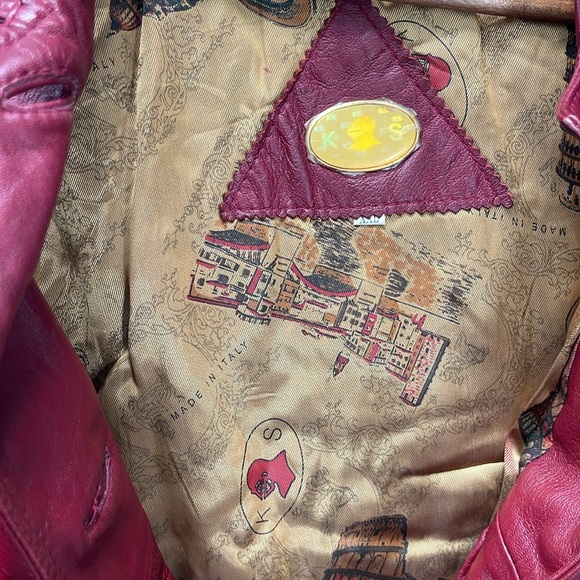 Real leather long jacket red - Picture 5 of 8